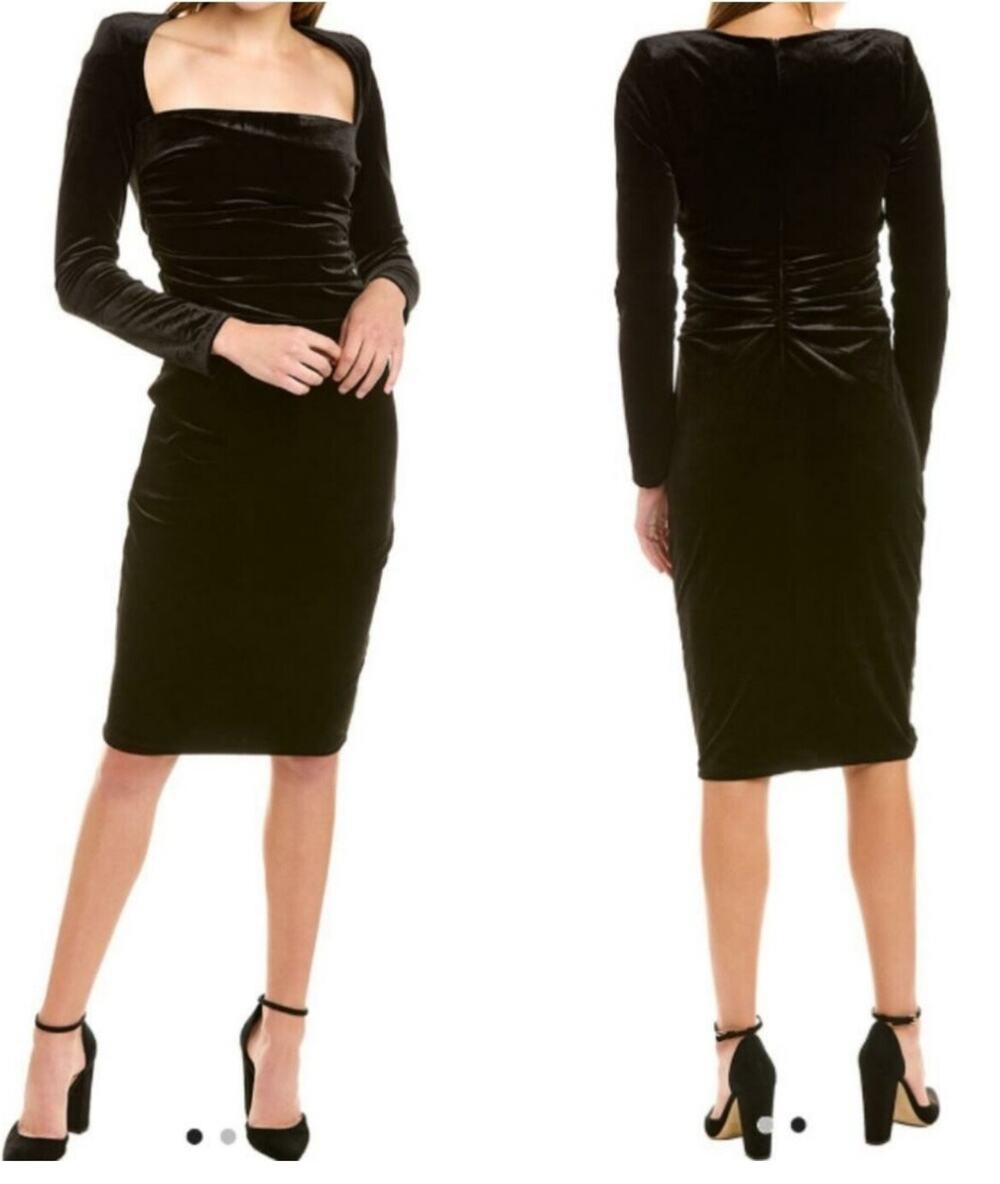 Astr The Label Black Velvet Virginia Glam Hollywood Coquette rushed dress Medium